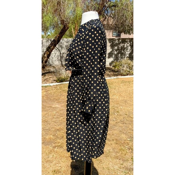 Maxi L/S Charles Bianco Italian Collection Polka Dot A-Line Sz6 Petite Dress EUC - Picture 2 of 5